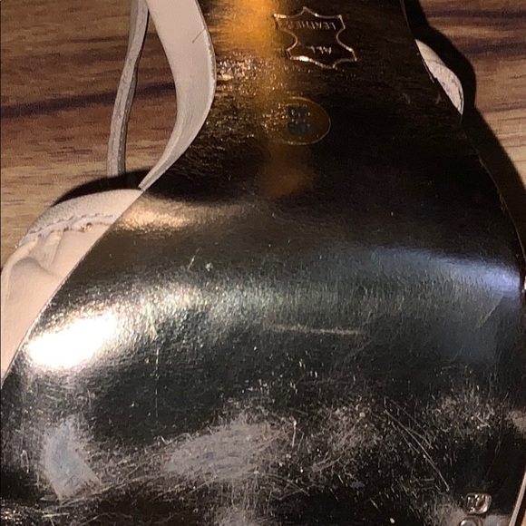 BCBGMaxazria Peach Leather Ruffle Sandals - Picture 3 of 5